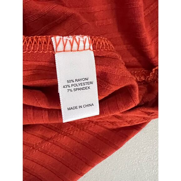 Cuddl Duds Wide Rib V-Neck Tee w/ Side Slits Terra Cotta Red NWOT SIZE XS - Picture 5 of 7